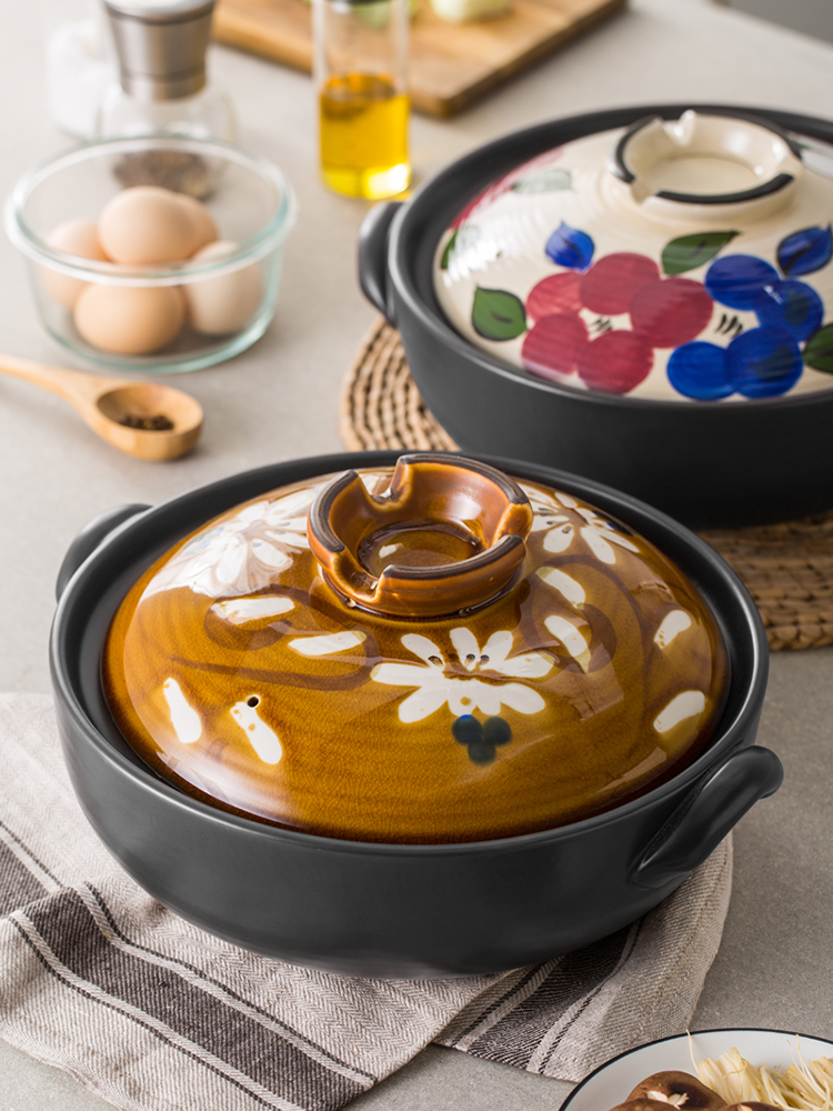 Domiran export Japan hand-painted clay clay pot hot pot Household heat-resistant soup stew pot clay pot rice cooker