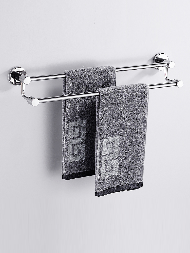 Non-perforated towel rack Bathroom stainless steel towel bar single rod powder room toilet towel hanging rack Wall-mounted cool