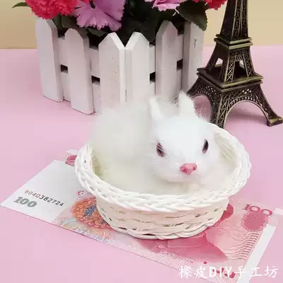 Simulation rabbit animal rabbit fur handmade handmade craft gift decoration New Year Valentine's Day Christmas gift for Girlfriend