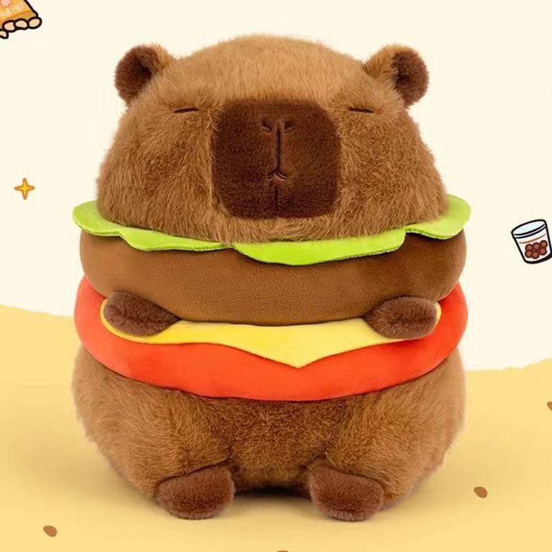Cute Hamburger Capybara Plush Toy Adorable Capybara Doll Sleeping Pillow Children's Birthday Gift