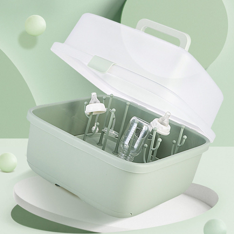 Baby bottle containing box with cover drain rack baby water glass shelve dust-proof detachable hand drying box
