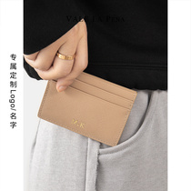 It is worth light luxury personalized custom leather card bag simple men's and women's leather multi-card hot stamping letter name card holder