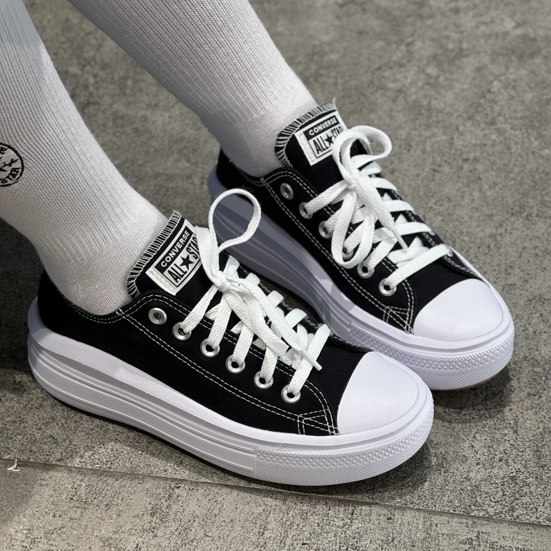 Converse All Star Move Black and White Cloud Thickened Women's Casual Canvas Shoes 570256C Converse All Star Move Black and White Cloud Thickened Women's Casual Canvas Shoes 570256C