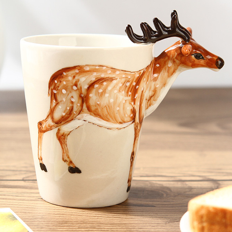 3D three-dimensional animal cup pure hand-painted ceramic water cup cute cartoon mug ceramic water cup coffee cup 350ML