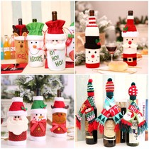 New Christmas beer bottle decoration supplies Champagne embroidery old man doll wine bag red wine bottle cover Red wine cover