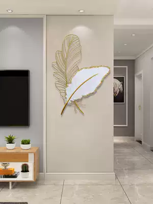Modern light luxury wall decoration porch living room TV background wall wall hanging dining room wrought iron feather decoration wall pendant