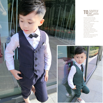 Boys 2022 new spring and autumn long-sleeved flower girl dresses for childrens British style vest suit three-piece suit