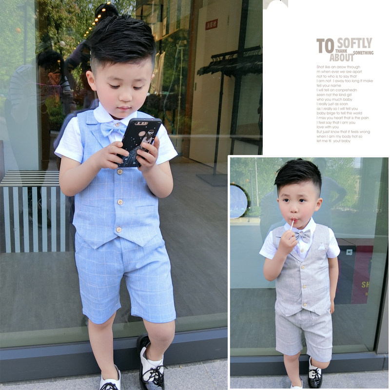 Children's summer dress suit 2022 new baby flower girl wedding suit piano host performance boy clothes