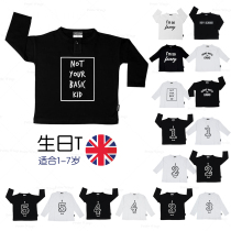 British cribstar boys and girls baby baby spring Black White birthday thin long sleeve top