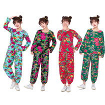 Spring and summer village girl aunt big flower clothes female rural flower same suit mother village shirt middle-aged elderly