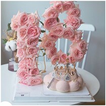 Net red flowers iron birthday digital baking cake decoration plug-in year party dessert table dress