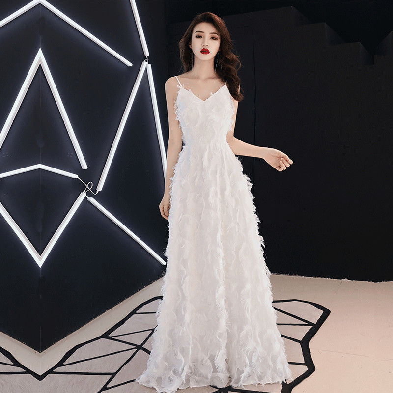 Evening Dress 2026 New Model Banquet Elegant Long White Dress for 18Th Birthday Coming-Of-Age Ceremony Birthday Party Women Evening Dress 2026 New Model Banquet Elegant Long White Dress for 18Th Birthday Coming-Of-Age Ceremony Birthday Party Women