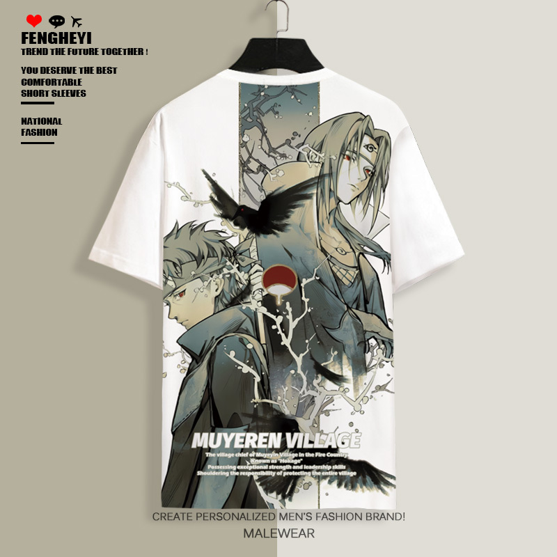 Naruto Peripheral Short-Sleeved T-Shirt Men's Anime Two-Dimensional Uzumaki Naruto Print Cos Summer T-Shirt Large Size Naruto Peripheral Short-Sleeved T-Shirt Men's Anime Two-Dimensional Uzumaki Naruto Print Cos Summer T-Shirt Large Size
