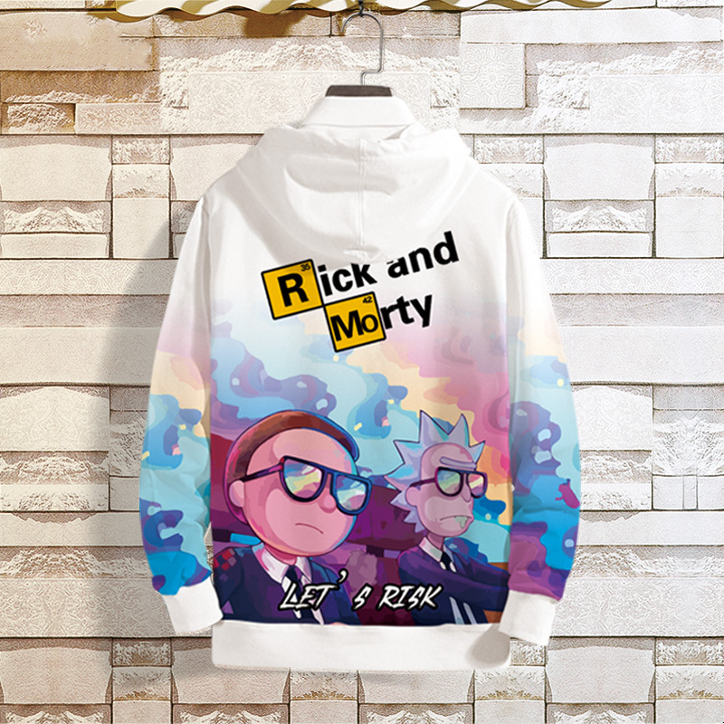 Rick and Morty Hooded Sweatshirt Men's Autumn Fleece Jacket and Morty Collaboration Cartoon Oversized Hoodie Casual Wear