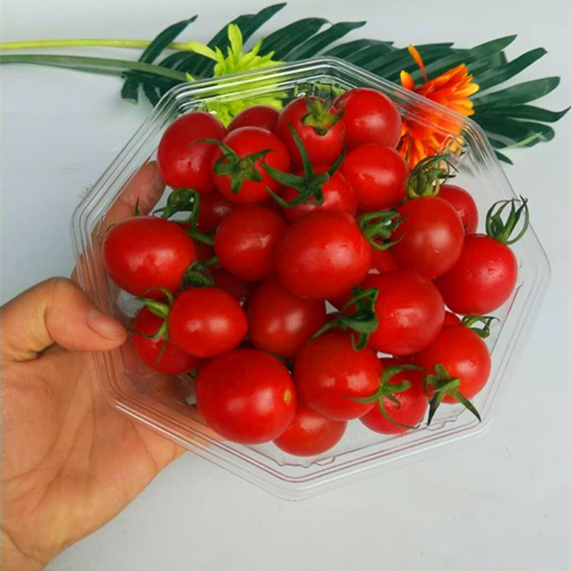 Thickened food grade disposable gutless anise plastic case for delivery of fruit and vegetable box transparent salad box assembled refreshing box