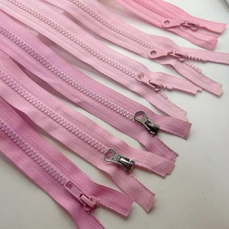 No. 5 Resin Pink Blood Tooth Color Light Pink Dark Pink Single Open Double Open down Jacket Outwear Placket Zipper