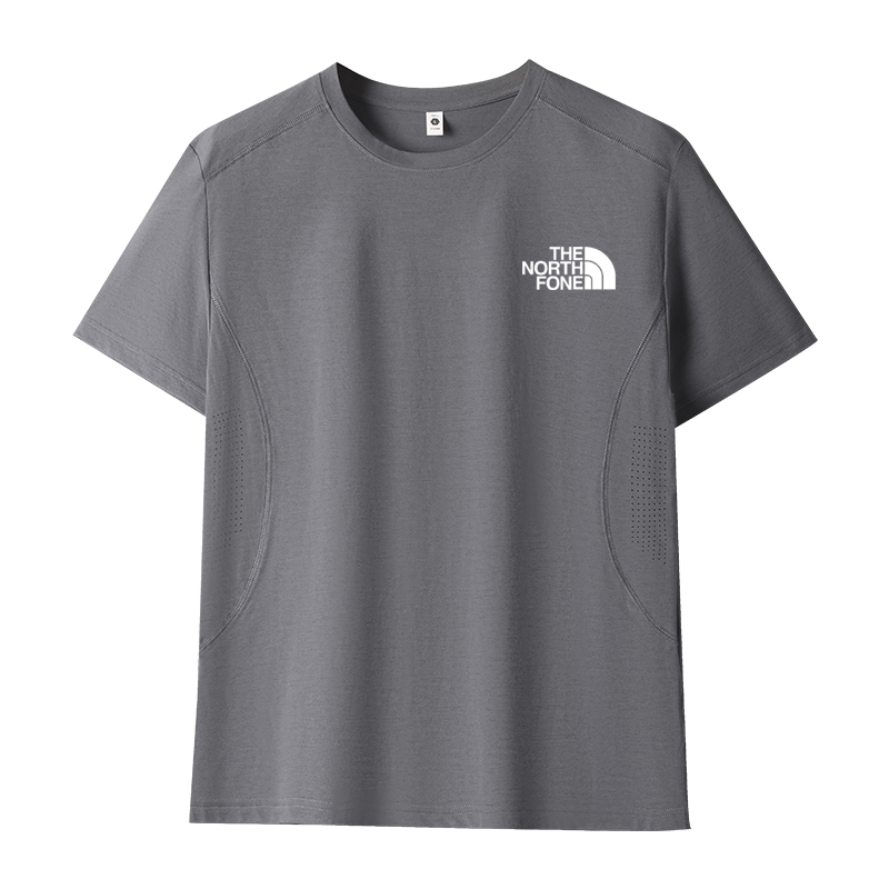 Ole Men's Round Neck Short-Sleeved T-Shirt, Summer Loose, Stretchy, Breathable, Ice Silk, Quick-Drying, Casual and Sporty