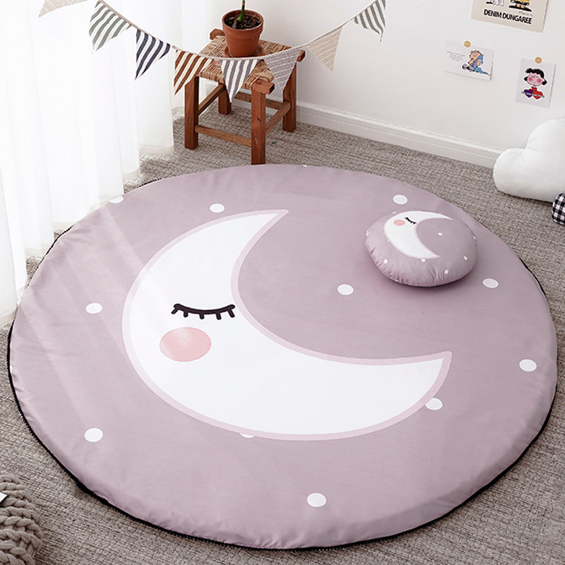 ins Nordic round floor mat living room children baby crawling mat cartoon game carpet thickened household removable and washable