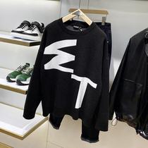 First-line designer Tide brand letter original autumn winter fashion men and women black round neck sweater 2193-82121