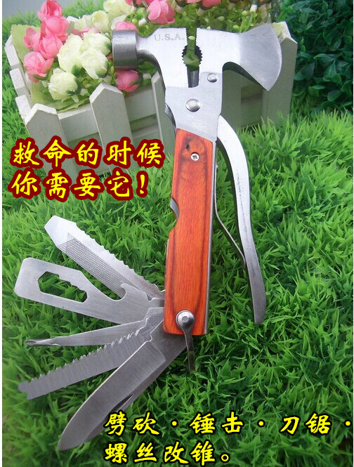 Axe Hammer Camping Outdoor Tool Red Wood Axe Hammer hammer Hammer Multifunctional lifesaving hammer