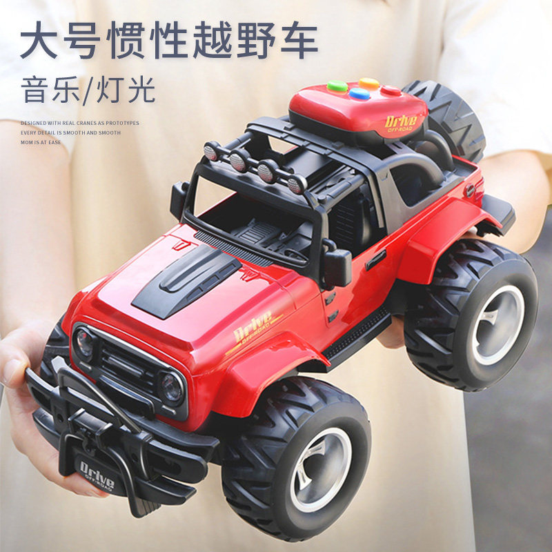 Fall-resistant Big Inertia Off-road Car Toy Car Light Puzzle Music Children Car Model Boy 2-3-4-5