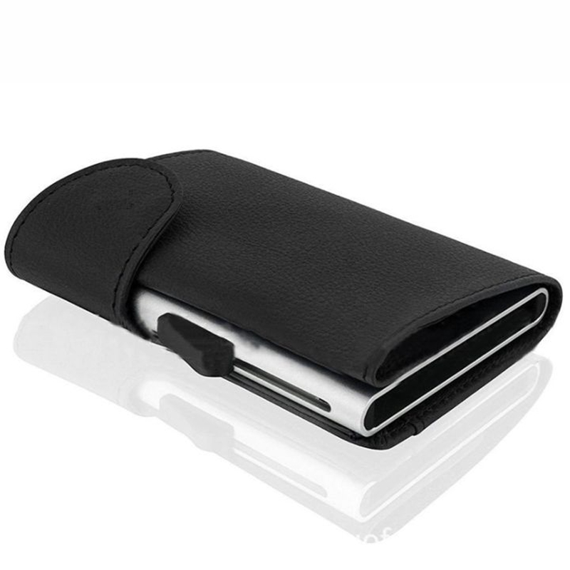 Bên 2018 đẩy gói thẻ nhôm hộp NFC bằng kim loại RFID tự động bật lên thẻ tín dụng hộp pu lấy ví thẻ - Chủ thẻ ví tiền nữ