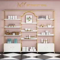 Beauty salon cabinet golden cosmetic display cabinet shoes bag display rack shelf