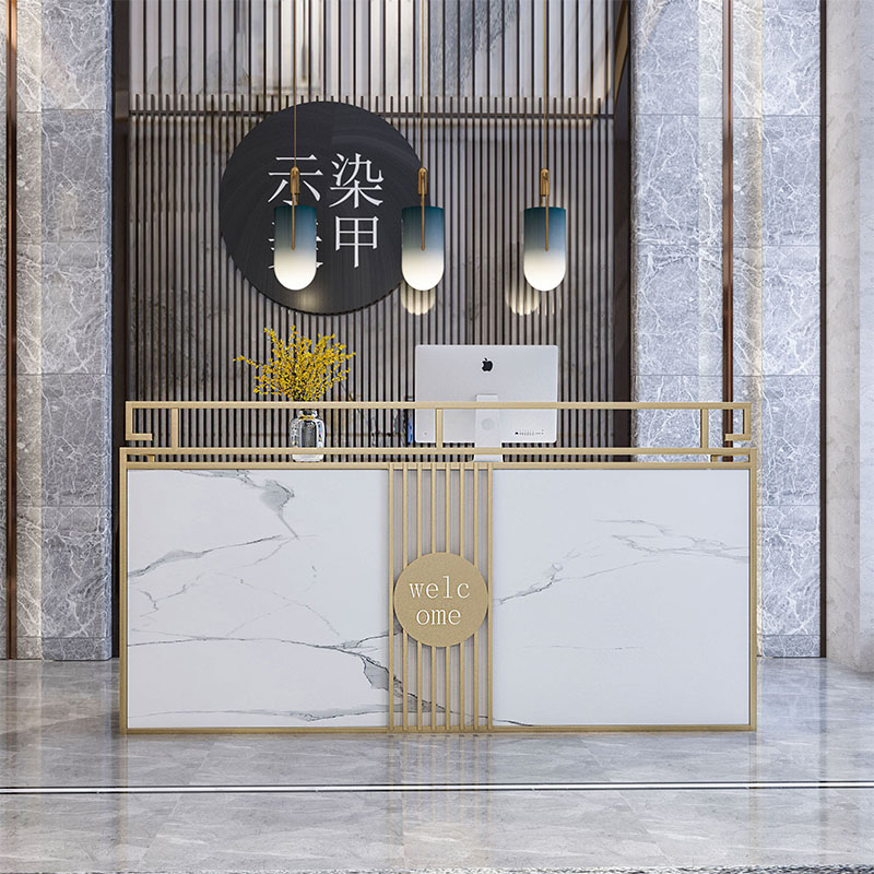 Minzi Front Desk Bar Table Cashier Counter Shop Small Clothing Store Beauty Salon Front Desk Reception Desk Imitation Marble - Taobao