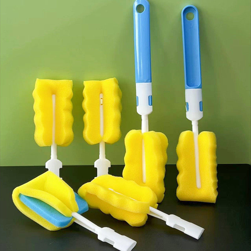 3 clothes sea cotton milk bottle brushed milk bottle washing brush with replacement brushed head cleaning cleaner cup brushed milk bottle brush-Taobao