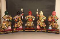 Custom-made Idol wood carving five ghosts five ghosts Fortune Fortune five ghosts Zhaocai lacquer line carving pure hand wood carving 25cm
