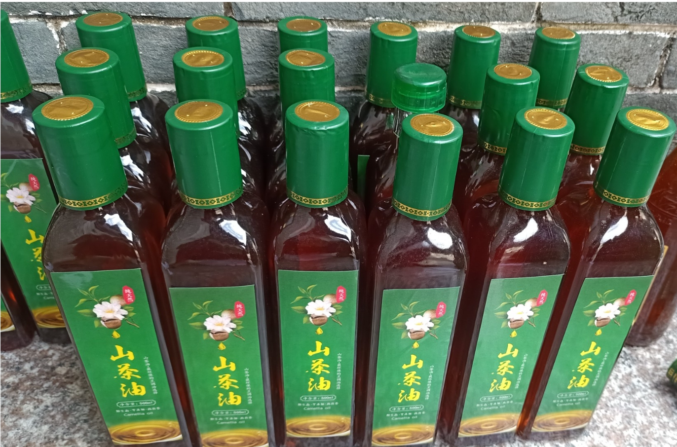 Mountain Tea Oil Bottle Rapeseed Oil Bottle Anti-Leak Transparent Edible Oil Empty Bottle Square Round Glass Bottle Send Stickers