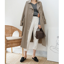 Maze studios Inn Style Sub-turned Long sleeves Loose Plaid Windcoat Jacket Female Meng Recommended