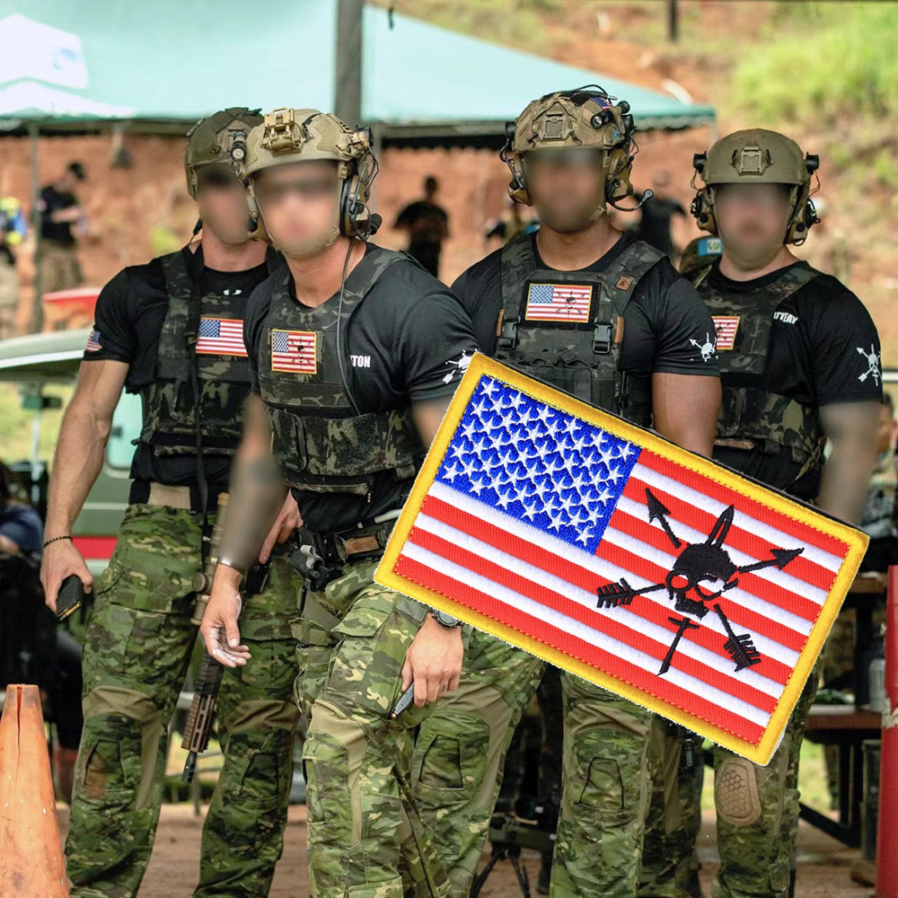 T.S.N.KGEAR USA Skull Flag 美国旗骷髅头魔术贴臂章：战术潮流新宠，你值得拥有！-勋章-淘宝好物网, image size:1000x1000