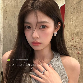 Elegant and Sophisticated Letter Cd Gray Pearl and Diamond Stud Earrings for Women, 2026 New Popular Niche Unique Earrings