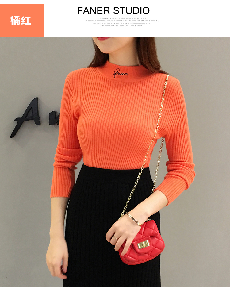 Áo sơ mi cộc tay mùa thu 2018 mới nửa cổ cao chạm đáy áo len mỏng áo len nữ dài tay áo cardigan nữ mỏng