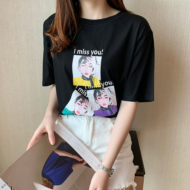 2022 Summer clothes New section Shirt Girl Gun Girl T-shirt Korean version Student port Wind short sleeves Insurmount Tide Easy blouse
