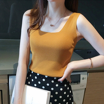 Small sling Women summer suit with sleeveless T-shirt short knitted Ice Silk vest wear base shirt coat tide
