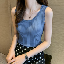 White bottoming camisole vest women with short knitwear jacket in summer sexy tide
