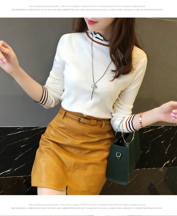 2018 mới thu đông siêu tốc bên trong áo cổ cao nửa cổ áo len cổ lọ nữ áo len dài tay nữ thời trang nữ