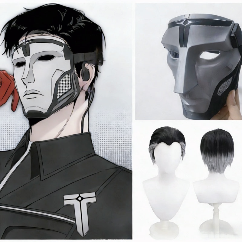 Delta Operation Prison Warden Cosplay Wig Gerhards Mask Anime Cosplay Fake Hair Props Big Back Hair