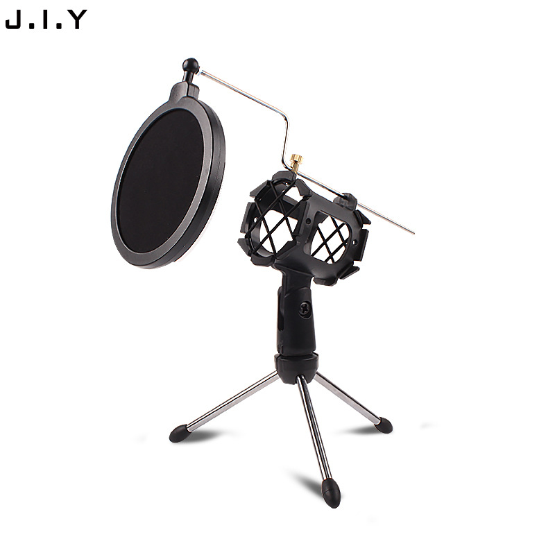 Supply Jiningale Desktop Bracket Mobile Phone Singing Microphone Anti-Spray Bracket Three-foot Windproof Bracket Manufacturer Straight Batch