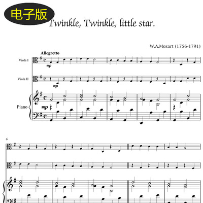 Little Star Twinkle, Twinkle Little Star Middle Violp Double