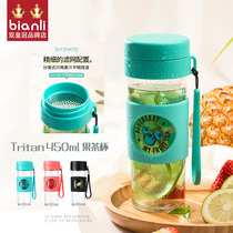 bianli carp collection tritan sports kettle fruit tea cup plastic tea compartment portable cup with lid rope