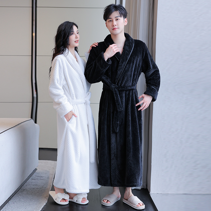Thickened Men's Winter Flannel Bathrobe, Couple's Fleece Pajamas, 2026 Model, Warm Long Bathrobe, Autumn and Winter Robe for Women Thickened Men's Winter Flannel Bathrobe, Couple's Fleece Pajamas, 2026 Model, Warm Long Bathrobe, Autumn and Winter Robe for Women