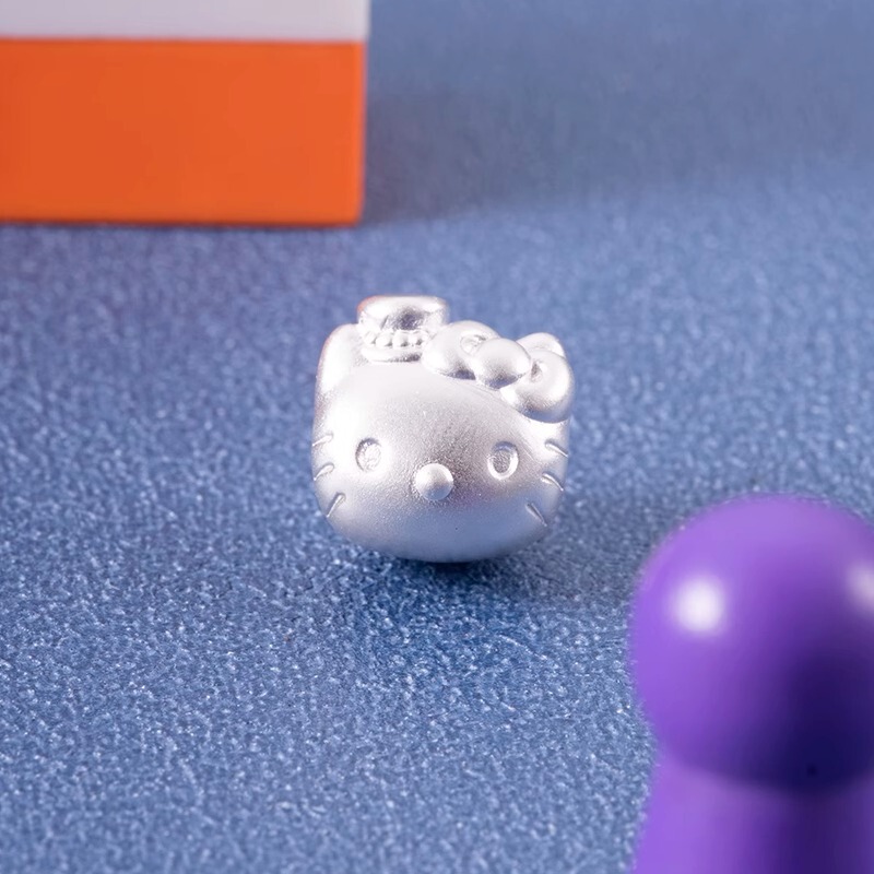 Pure Silver 999 Hat Kt Cat Bracelet Charm Pure Silver Beads DIY Bracelet Hello Kitty Spacer Bead Jewelry Accessories