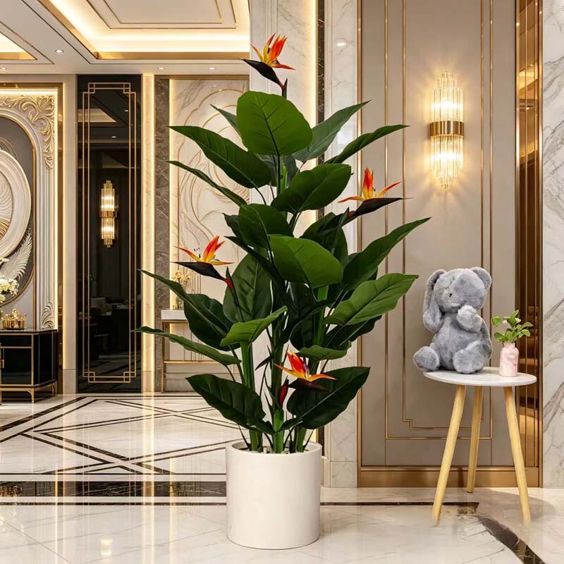 Simulated Bird of Paradise Potted Green Plant, Large Indoor Living Room Flower, Large-Leaf Plant, Office Floor-Standing Artificial Tree Simulated Bird of Paradise Potted Green Plant, Large Indoor Living Room Flower, Large-Leaf Plant, Office Floor-Standing Artificial Tree