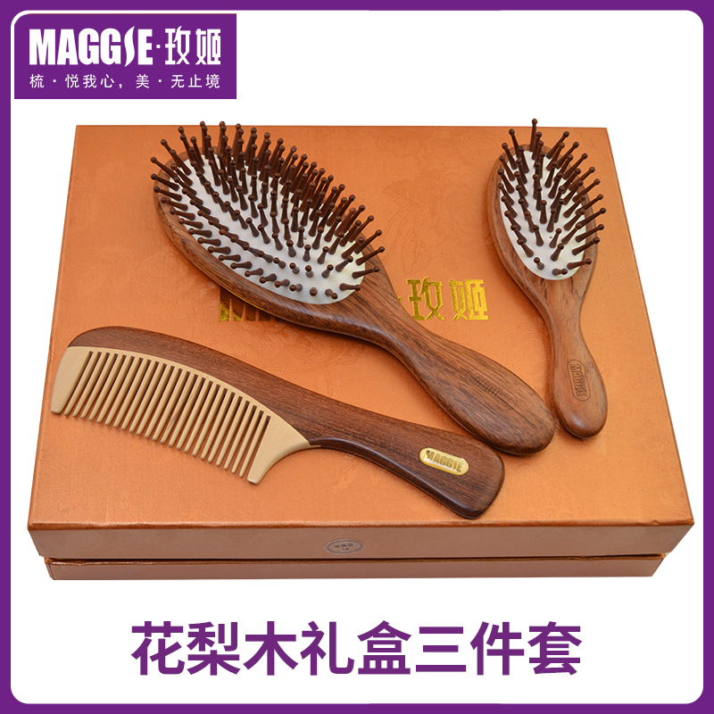 MAGGIE Meiji Flowers Pear Massage Comb Wood Comb Gift Box Set Comb Gift Air Bag Comb Wood Comb