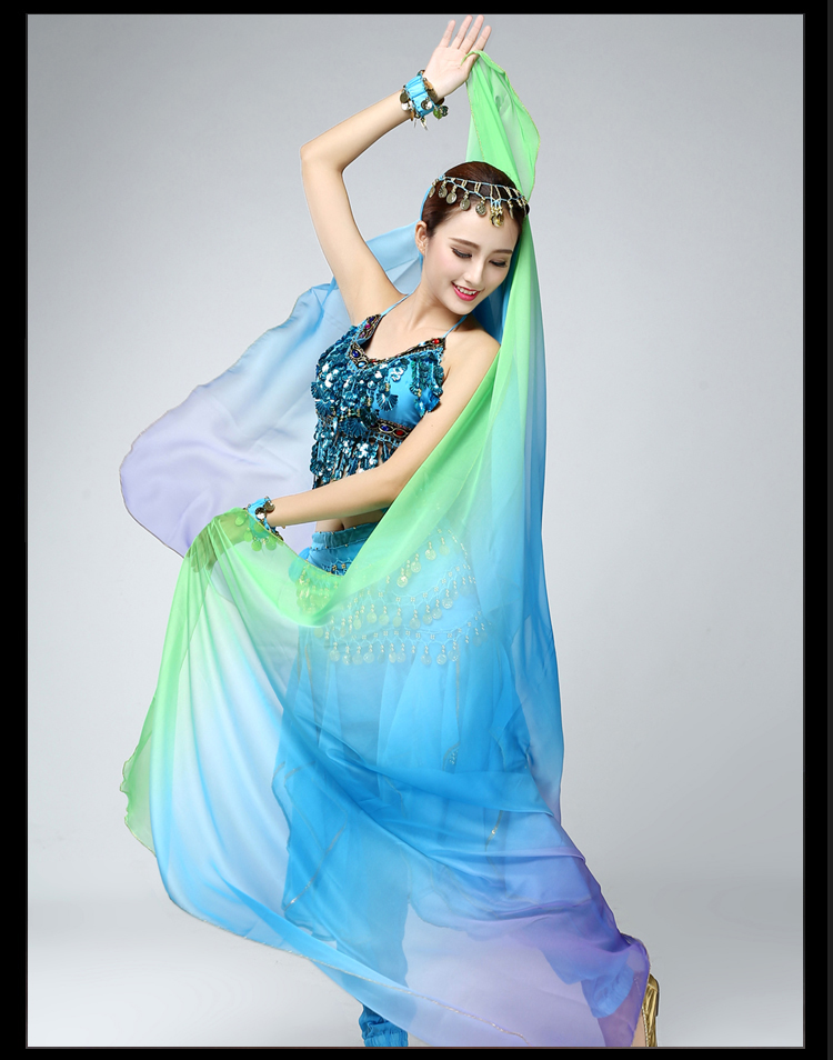 Kéo dài và mở rộng bụng múa gạc màu gradient màu tay sợi ném sợi khăn lớn biểu diễn múa khăn lớn J - Khiêu vũ / Thể dục nhịp điệu / Thể dục dụng cụ giầy nhảy dancesport