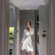 ByYou Summer Shirt Collar White Satin Dress Female Design Sense Temperament Waist Slim Irregular Skirt