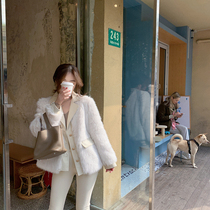 ByYou winter New White imitation wool fur coat women design sense stitching fur one short coat